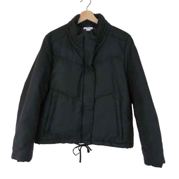 HELMUT LANG Women's Black Coated Cotton Down Puffer Coat L Outerwear - Picture 1 of 9